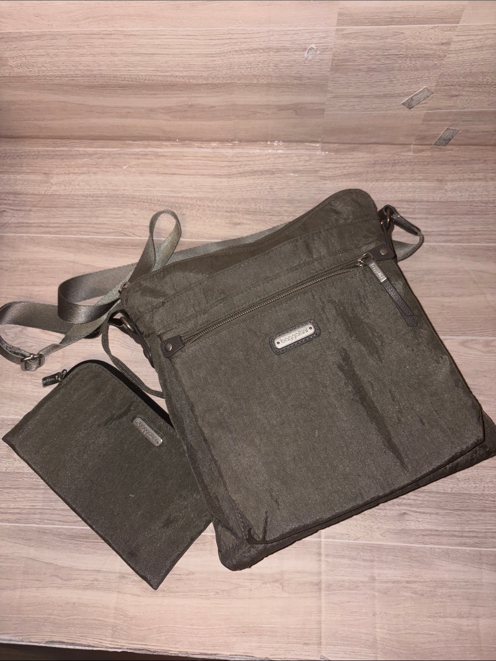 Baggallini Gray Crossbody with Matching Pouch